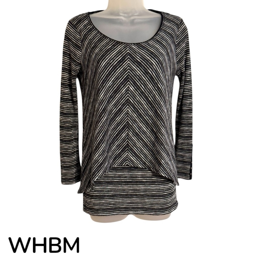 WHITE HOUSE BLACK MARKET Monochrome Striped Sweater FALL!!    XXSMALL   #T